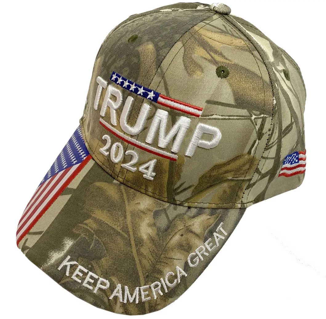 Hot Adult Mens Cotton Polyester American Flag 3D Embroidery Realtree Camo Baseball Cap Trumps 2024 Hat