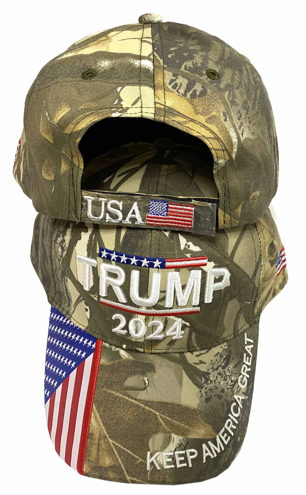 Hot Adult Mens Cotton Polyester American Flag 3D Embroidery Realtree Camo Baseball Cap Trumps 2024 Hat
