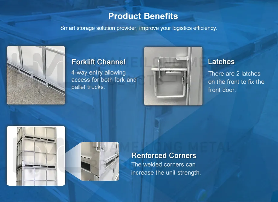 Huameilong Galvanized Stackable Warehouse Durable Metal Box for Rubber Storage