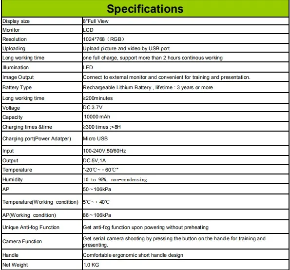 ICU Intubation Video Laryngoscope with 8-Inch Monitor