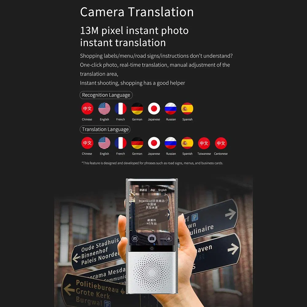 Instant Offline Language Translator Device Two-Way Translator 75 Languages Translation Photo Translation 4G WiFi Hotspot Connection Networks