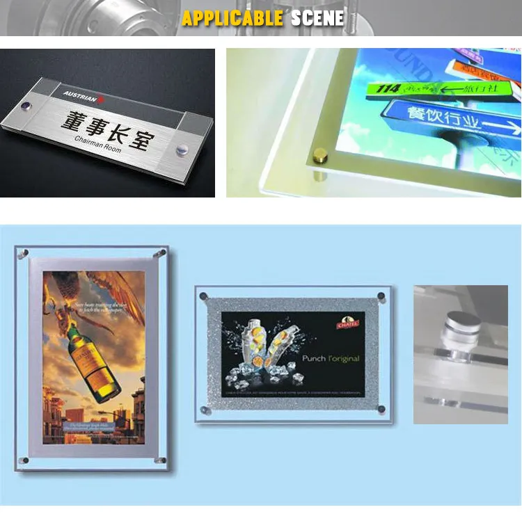 Iron 201 Stainless Steel Dia 12mm Advertising Sign Hollow Glass Standoff