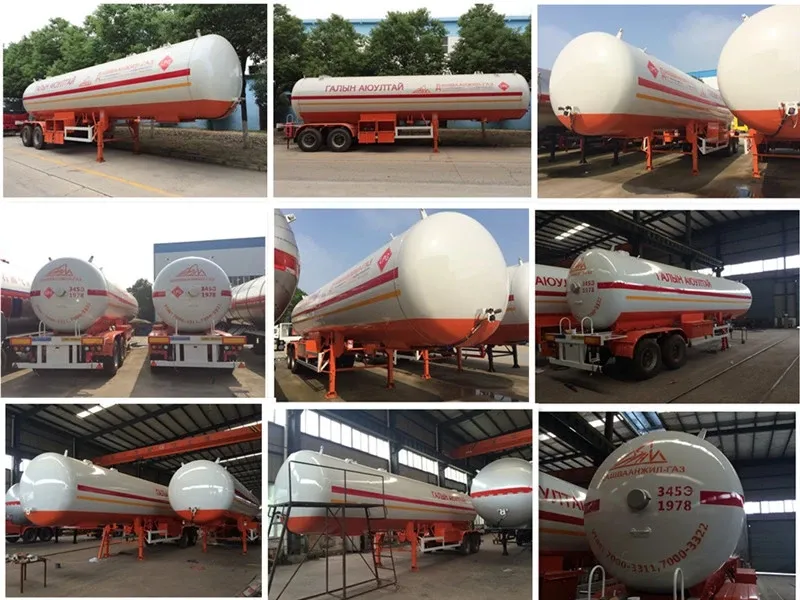 LPG Tank Truck 3 Axles 27ton LPG Tank Trailer (58.1m3 58100 liters Liquefied Petroleum Gas Propane, Isobutane)