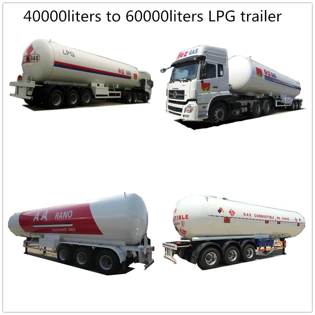 LPG Tank Truck 3 Axles 27ton LPG Tank Trailer (58.1m3 58100 liters Liquefied Petroleum Gas Propane, Isobutane)