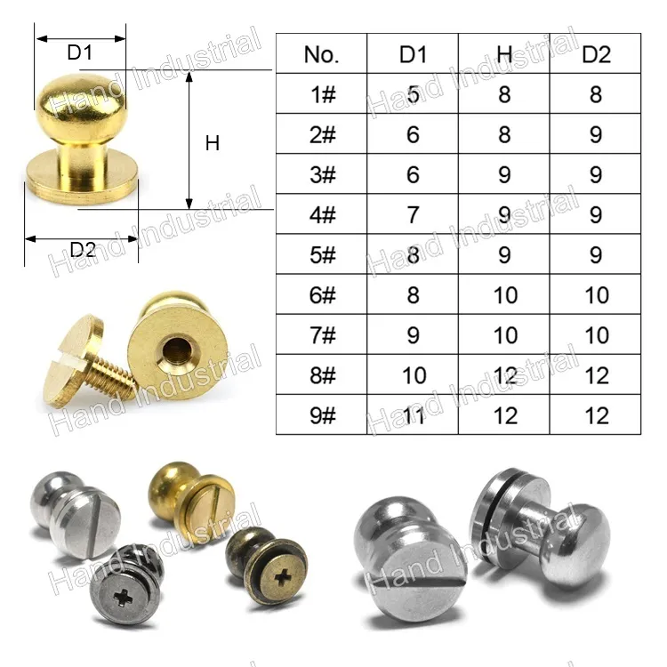 M3 M4 M5 Brass Copper Belt Leather Handbag Female Male Binding Screw