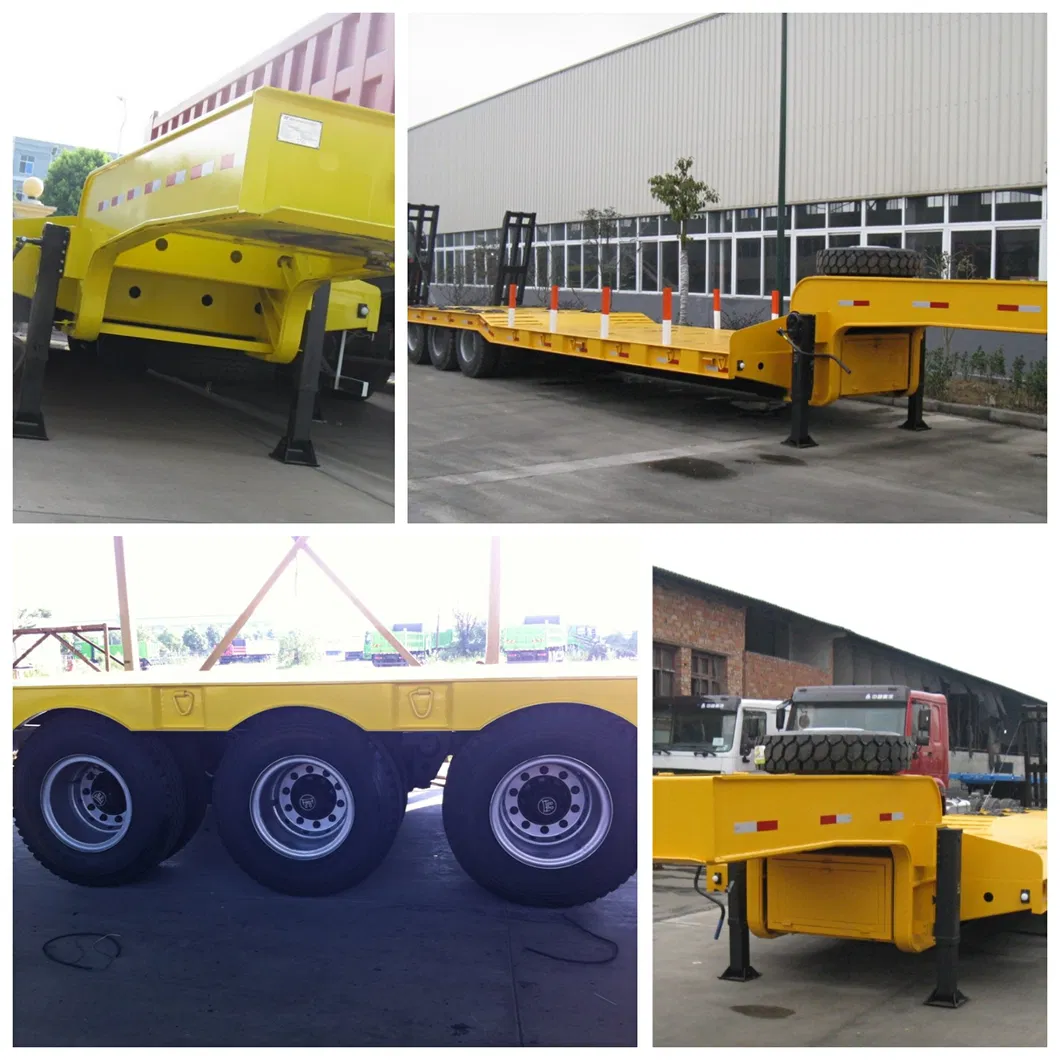 Machinery Carrier 3 Axle Lowbed Truck Semi Trailer