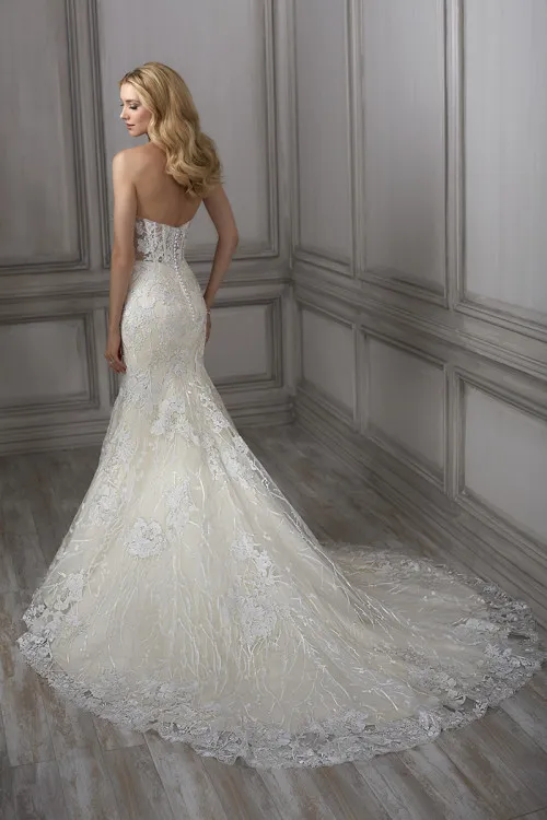 Mermaid Wedding Dress Beaded Strapless Sweetheart Lace Bridal Gown A165