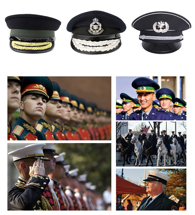 Military German Officer Hat / Hot Sale Military Army Police Officer Peak Hat