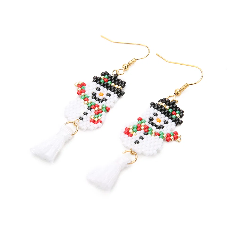 Mlgm Snowman Earrings for Woman 2021 Fashion Bohemian Cute Miyuki Beads Jewelry Handmade White Fringe Fine Piercing Jewellery Earring Wholesale