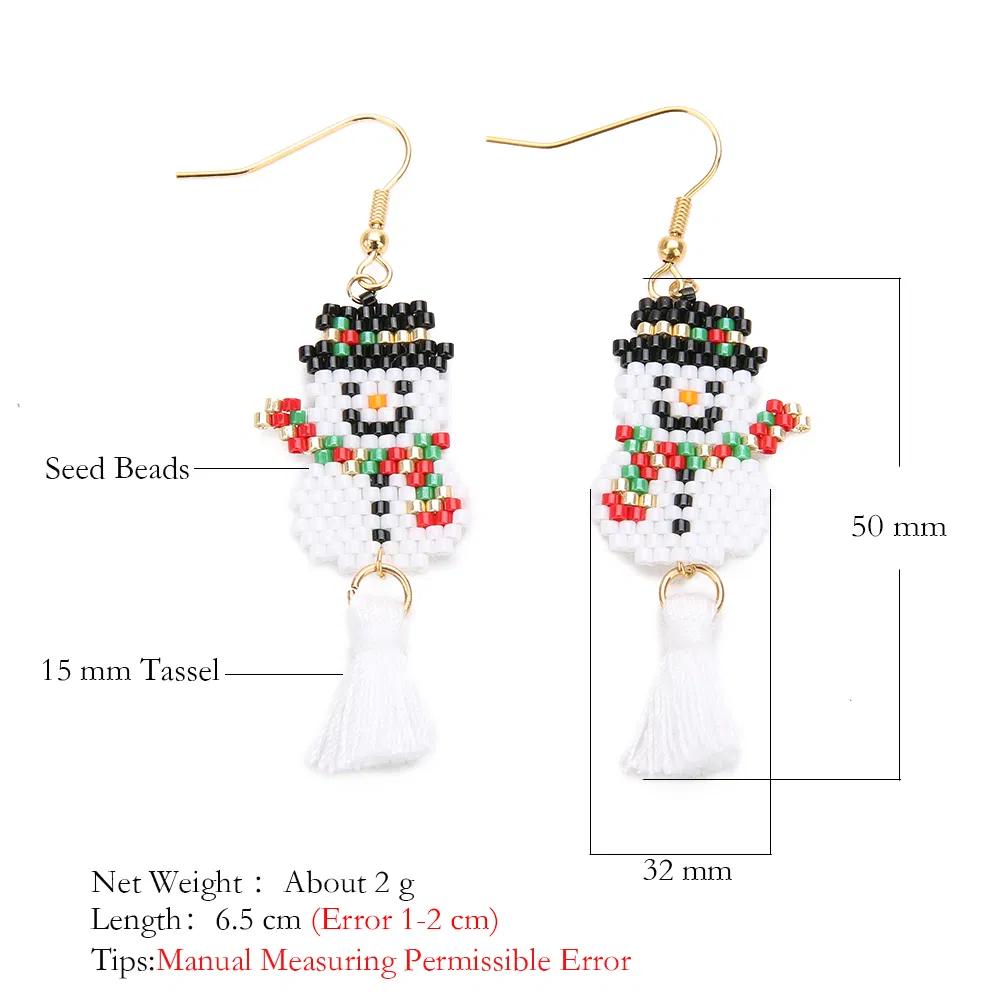 Mlgm Snowman Earrings for Woman 2021 Fashion Bohemian Cute Miyuki Beads Jewelry Handmade White Fringe Fine Piercing Jewellery Earring Wholesale