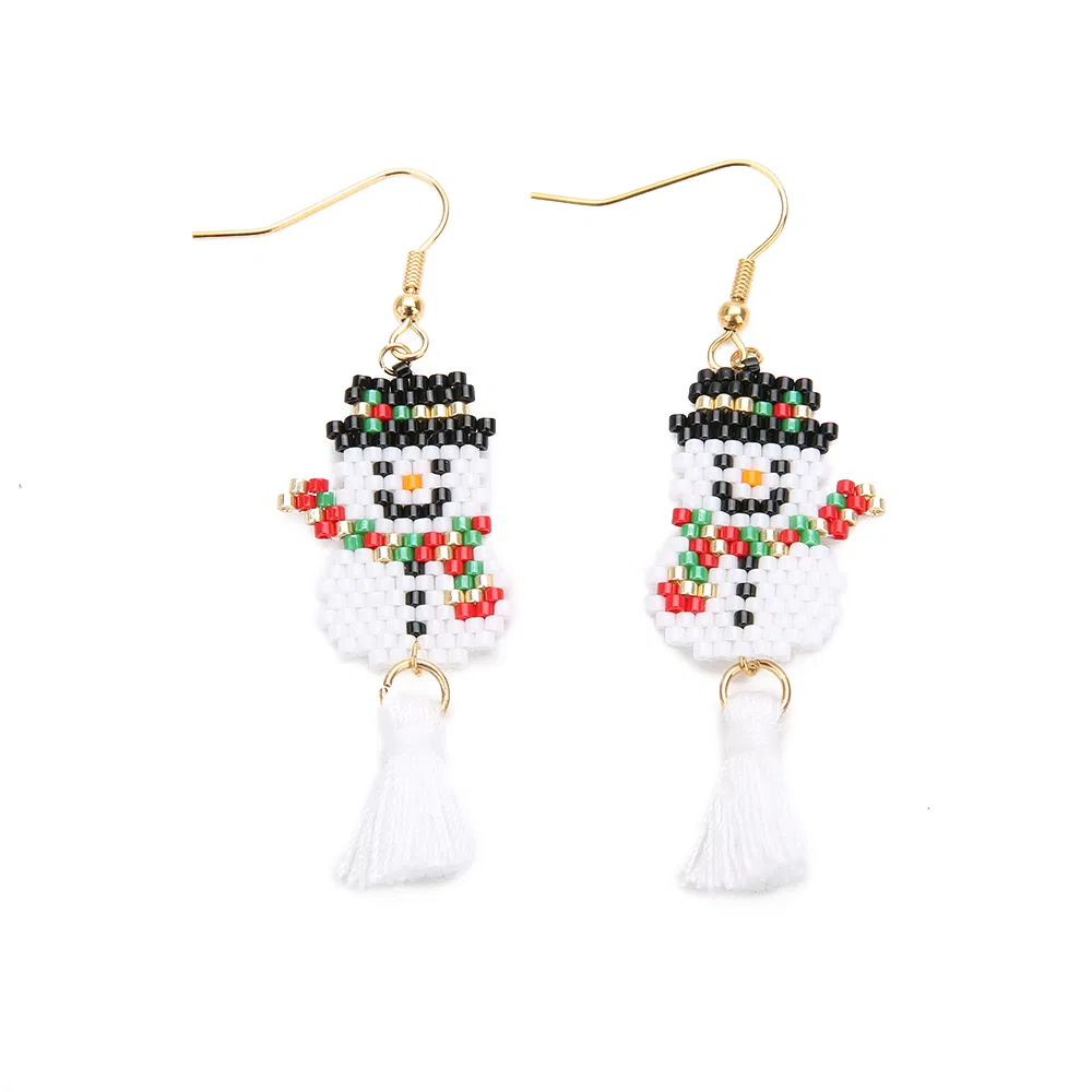 Mlgm Snowman Earrings for Woman 2021 Fashion Bohemian Cute Miyuki Beads Jewelry Handmade White Fringe Fine Piercing Jewellery Earring Wholesale