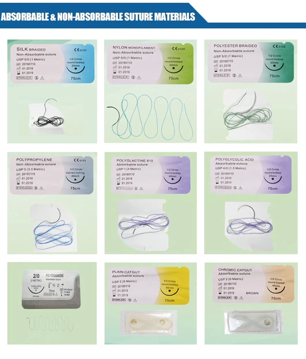 Monofilament Straw Disposable Absorbable Medical Surgical Plain Catgut Suture