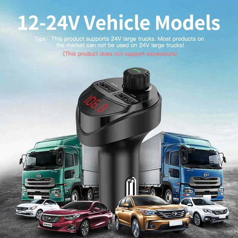 New Arrival Fast Charge 3 in 1 3.1A with Dual USB Phone Charger Bluetooth Car Kit with FM Transmitter MP3 Player