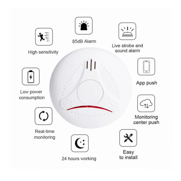 New Product En14604 Tuya APP Control Photoelectric Optical WiFi Smart Smoke Detector for Home Security