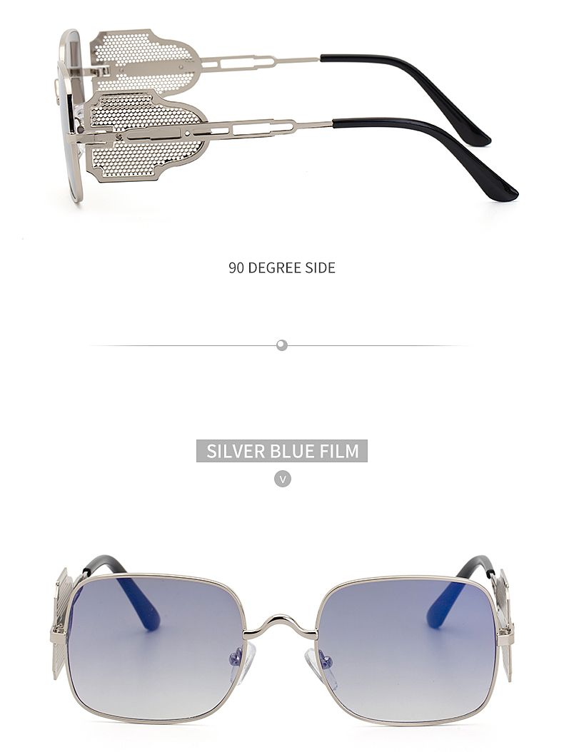 New Steampunk Sunglasses Men Metal Side Windproof Sunglasses Square Glasses Sunglasses