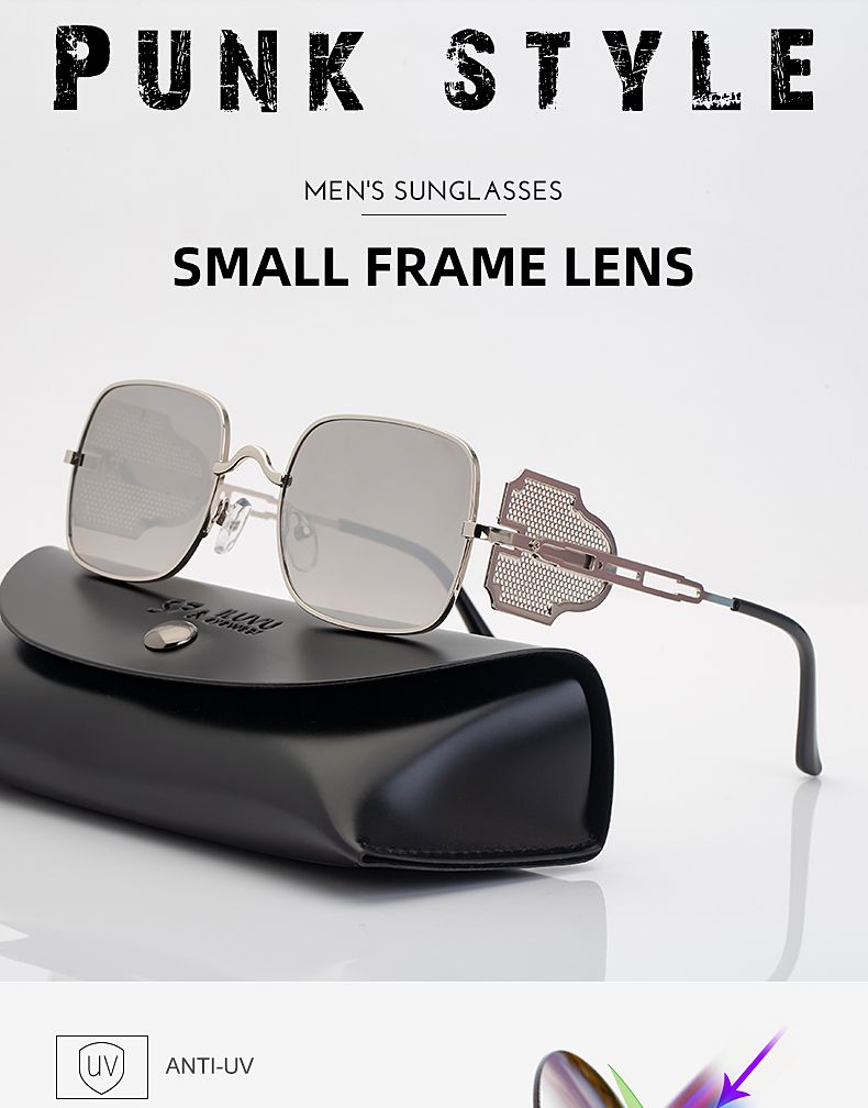 New Steampunk Sunglasses Men Metal Side Windproof Sunglasses Square Glasses Sunglasses