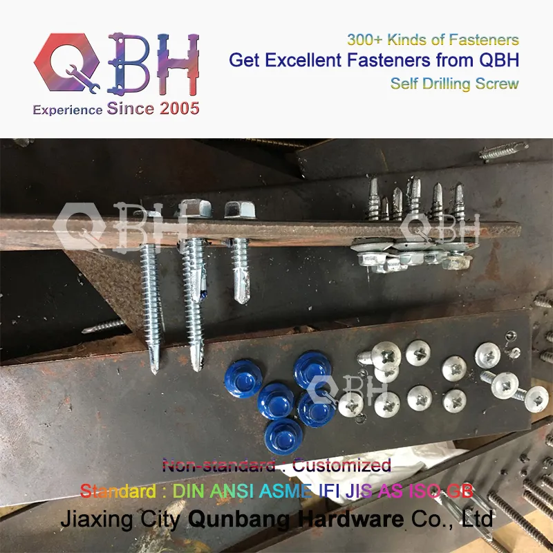 Qbh Customized Zinc Plated HDG Black Plain Zp Yzp Heat Treatment Dacromet Geomet Carbon/Stainless Steel Hex Head Washer Self Drilling Screw Roofing Fasteners