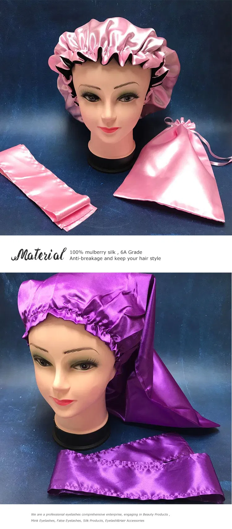 Satin Silk Sleep Bonnet Extra Large Double Layer Reversible Adjustable