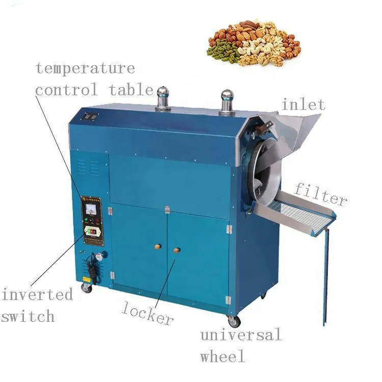 Small Soybean Electric Chickpea Sausages Flax Seeds Coconut Rice Flour Peanut Roasting Machine Commercial