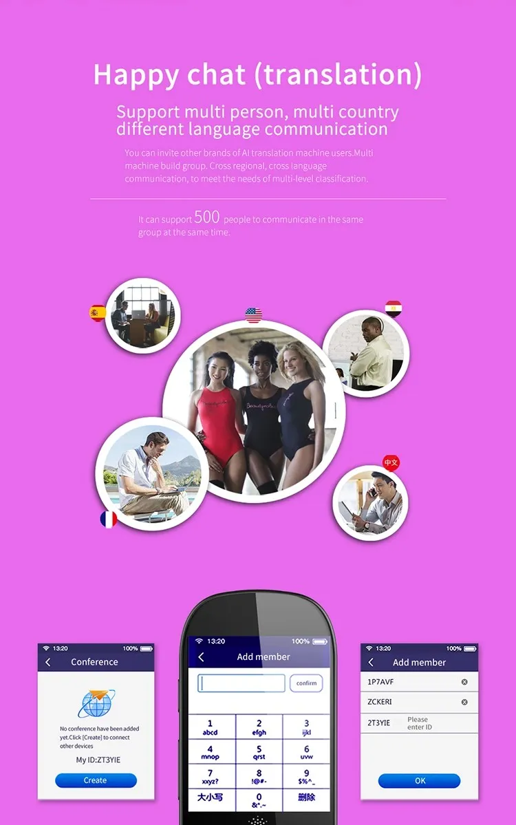 Smart Language Translator Device with WiFi or Hotspot 2.4 Inch Touch Screen Support 7 Languages Two Way Voice Translation for Travelling Business Shopping