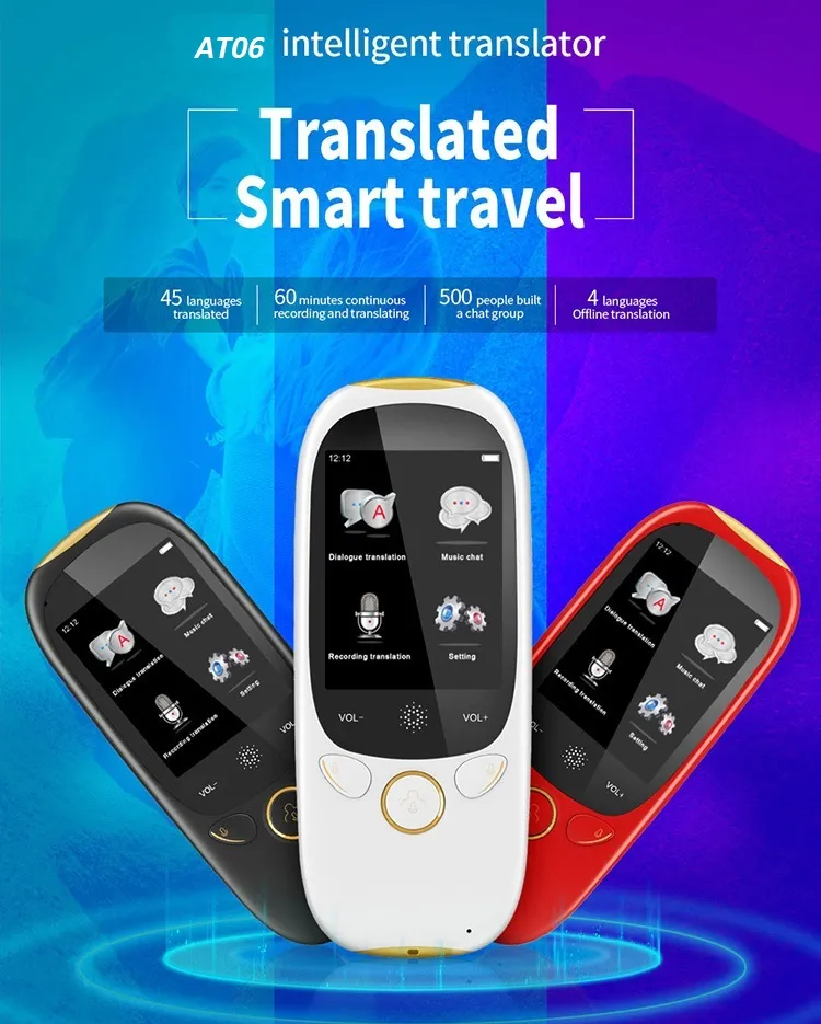 Smart Speech Translator with 2.0inch HD Touch Screen Support 75 Languages for Learning Travel Business Shopping Support WiFi Hotspot Networks