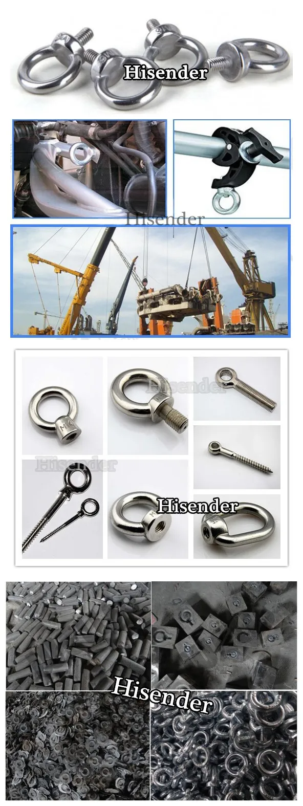 Stainless Steel Marine Rigging Fastener Zinc Plated Lifting Jisb 1168 Eye Bolt