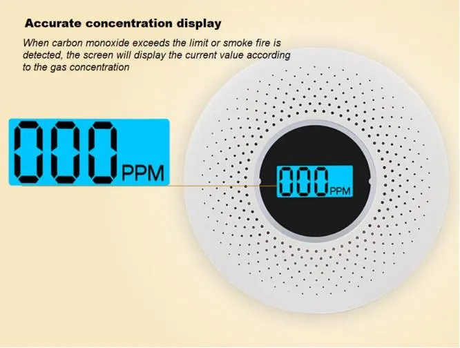 Standards LCD Display Smoke Detector Carbon Monoxide Alarm
