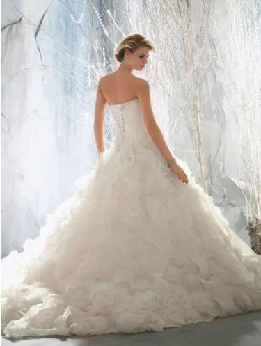 Strapless Bridal Ball Gown Sweetheart Flowers Wedding Dresses W1471936