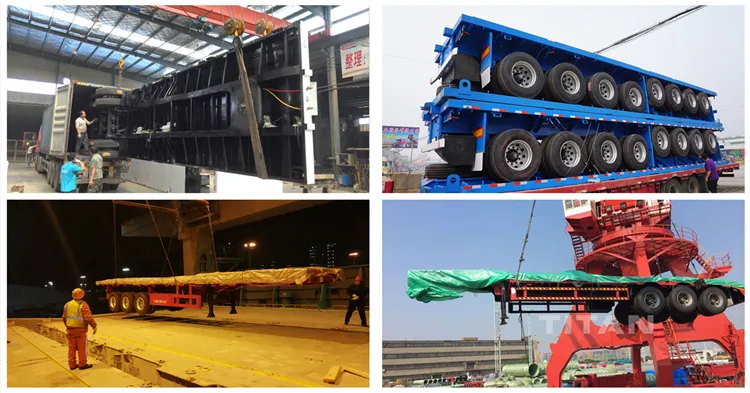 Tripple Axle Flat Bed 40FT Container Carrier Trailer Platform Semi Truck Flatbed Trailer for Sale Price