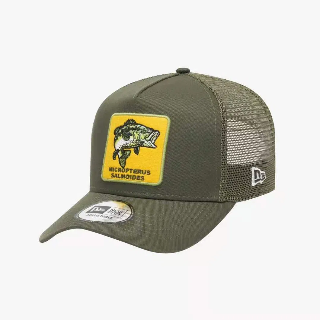 Trucker Cap with Applique Embroidery and Mesh Customized New-Era Cotton 5 Panel Fashion Sports Baseball Caps Hats