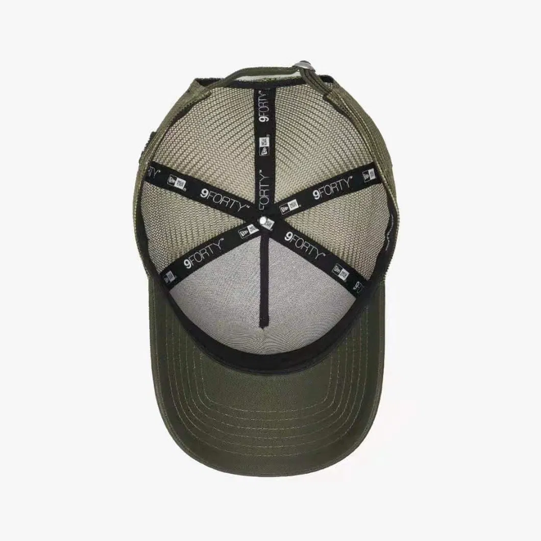 Trucker Cap with Applique Embroidery and Mesh Customized New-Era Cotton 5 Panel Fashion Sports Baseball Caps Hats