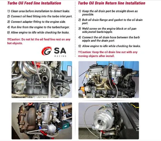 Turbo Oil Feed Line 90 Degree An4 4an Female to Straight 1/8 NPT Male W/ An4 Flange Adapter Gasket Kit Cross Fitting for T3 T4 T04e T60 T61 Turbos