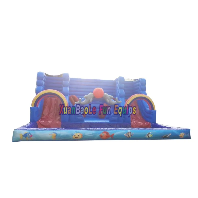Undersea Water Combo Slide Outdoor Kids Water Pool Inflatable Bouncer Combo Castle Slide with Pool