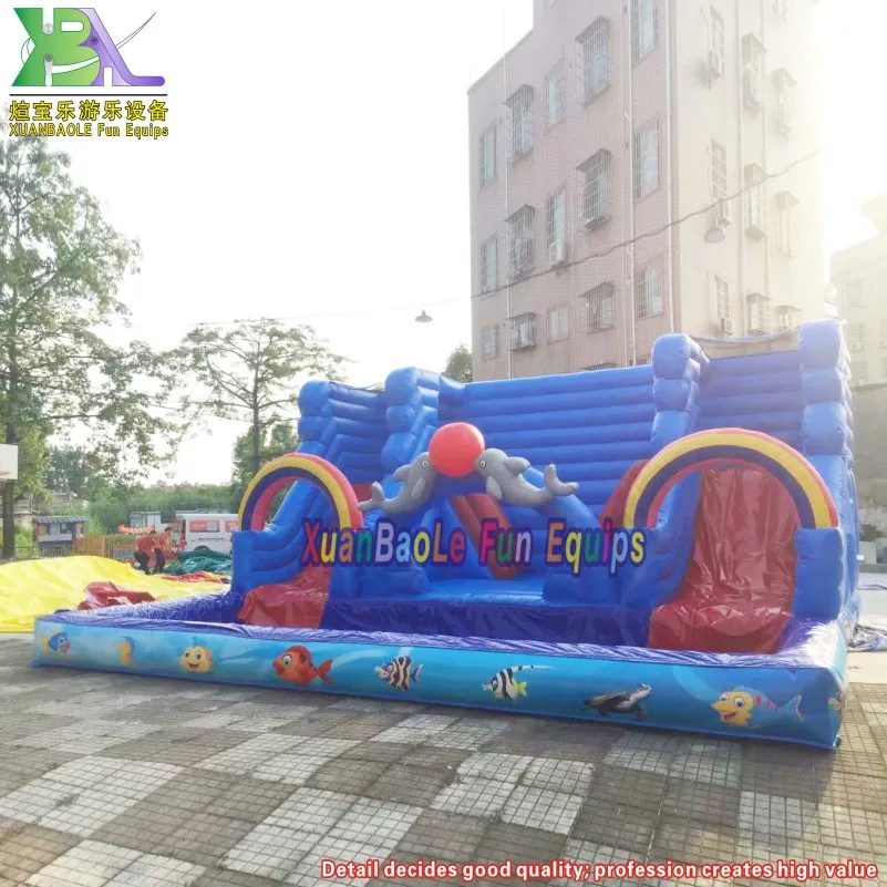 Undersea Water Combo Slide Outdoor Kids Water Pool Inflatable Bouncer Combo Castle Slide with Pool