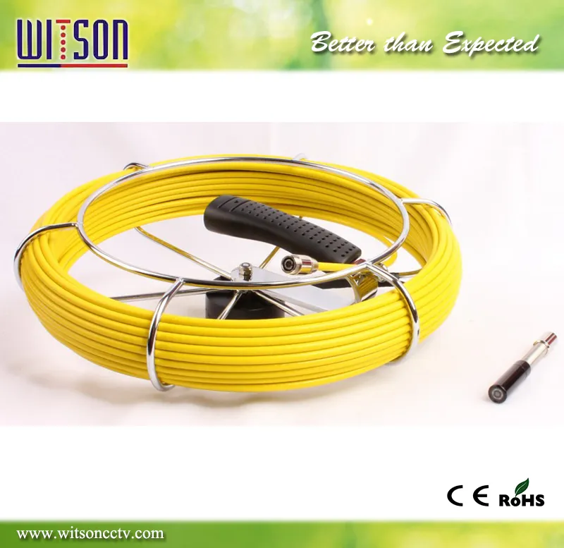 Witson Sewer Pipe Inspection with Push Rod Wheel 20m Fiberglass Cable