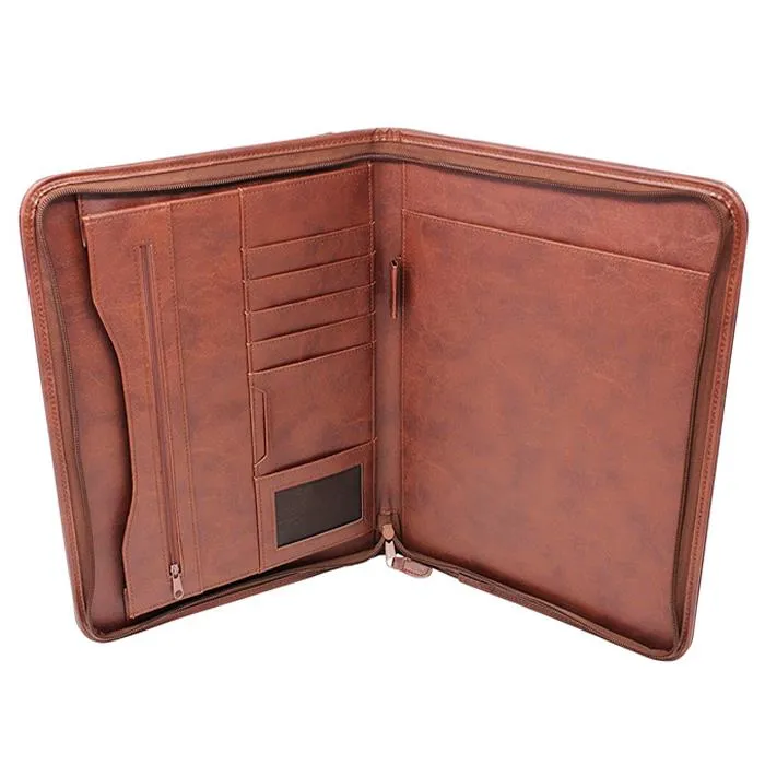 Zip Business PU File Folder Portfolio A4 Leather Compendium